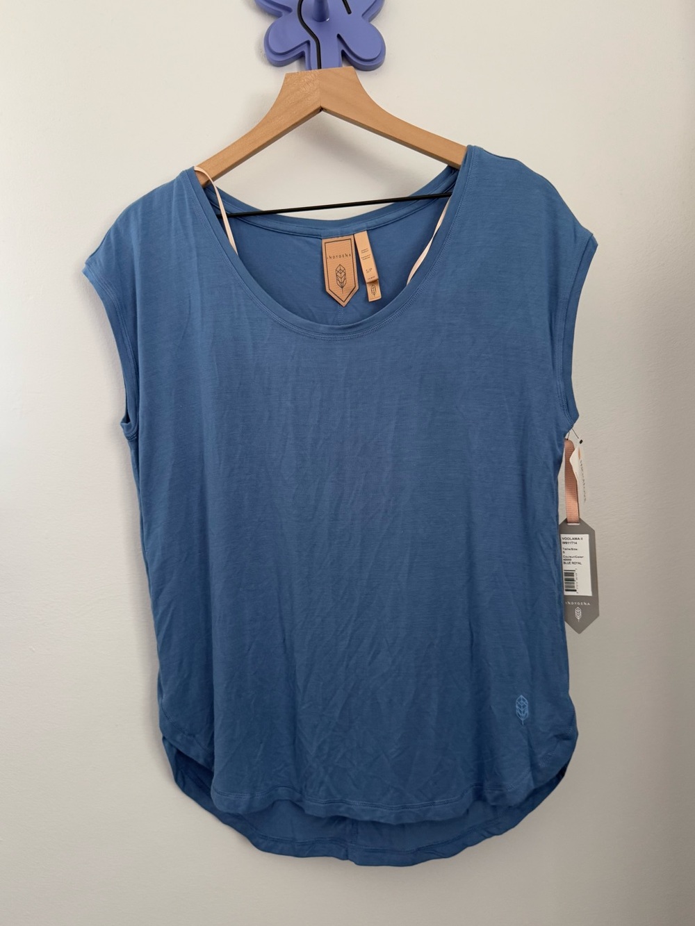 Indygena Small NEW Trail Tee Voolama II Blue Relaxed Outdoor Hike